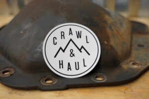 Crawl & Haul Round Logo - White